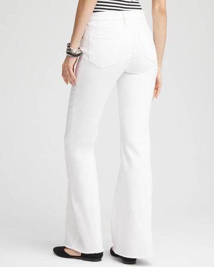 Chico's Petite Girlfriend No Stain Frayed Flared Jeans