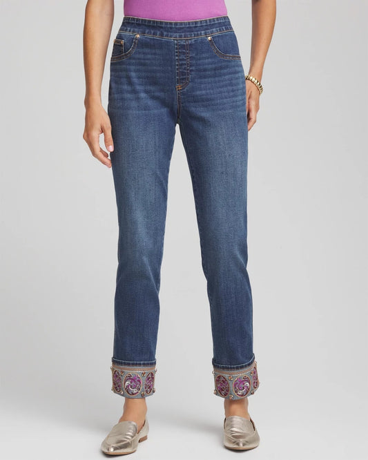 Chico's Petite Embellished Pull-On Slim Ankle Jeggings