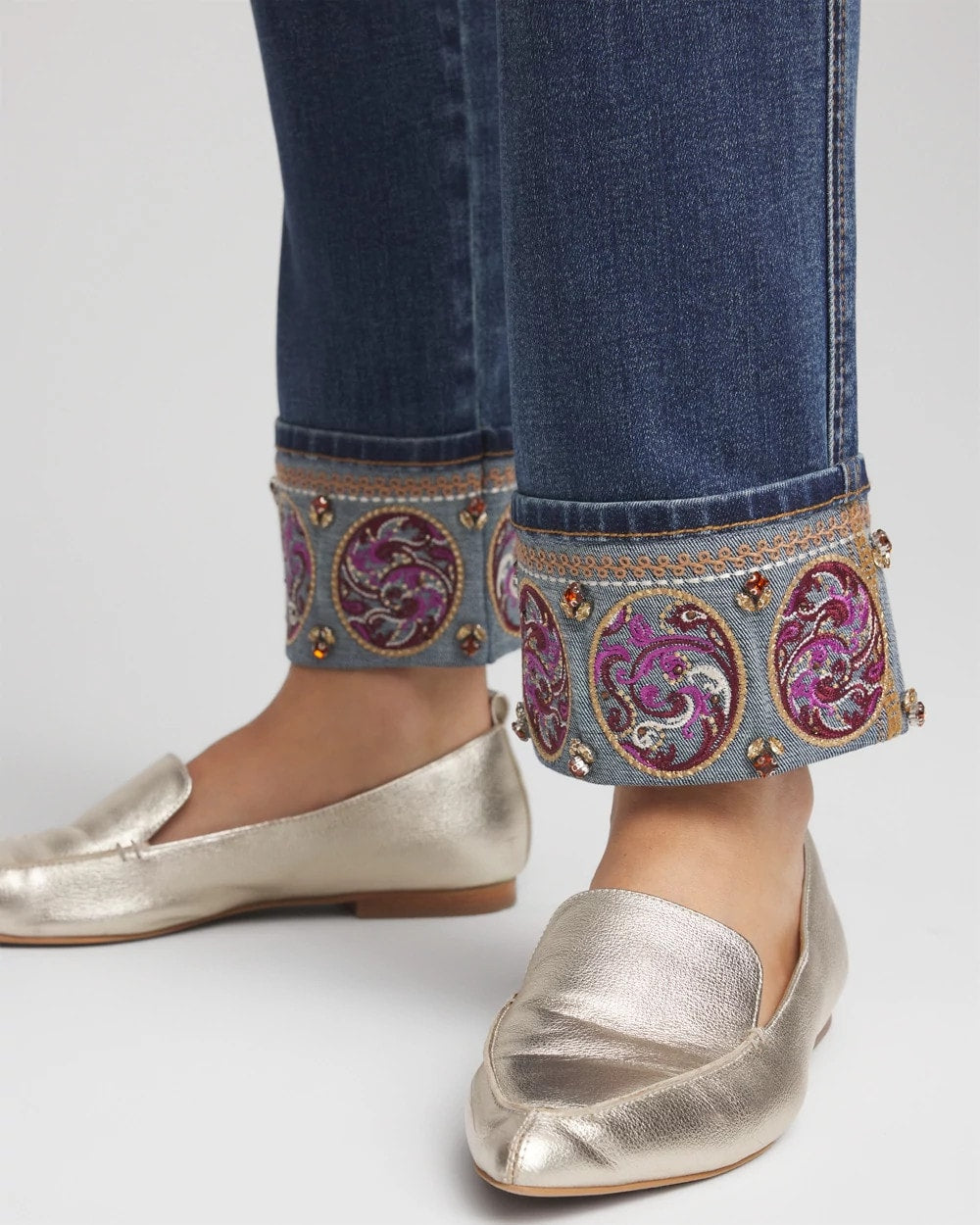 Chico's Petite Embellished Pull-On Slim Ankle Jeggings