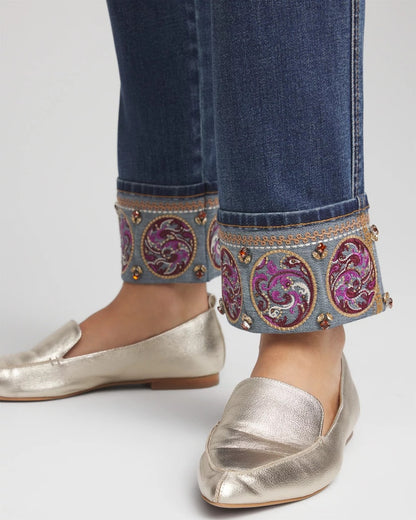 Chico's Petite Embellished Pull-On Slim Ankle Jeggings