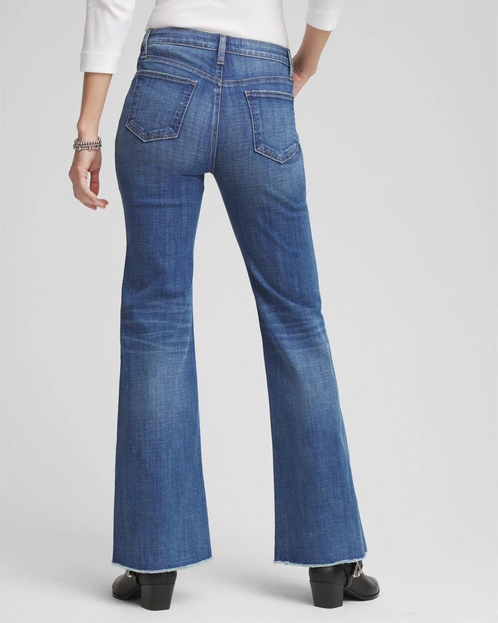 Chico's Petite Girlfriend Frayed Flared Jeans