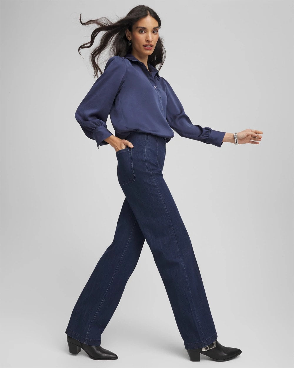 Chico's Petite Pull-On Wide-Leg Trouser Jeans