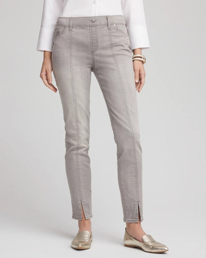 Chico's Petite Silver Pull-On Slim Ankle Jeggings