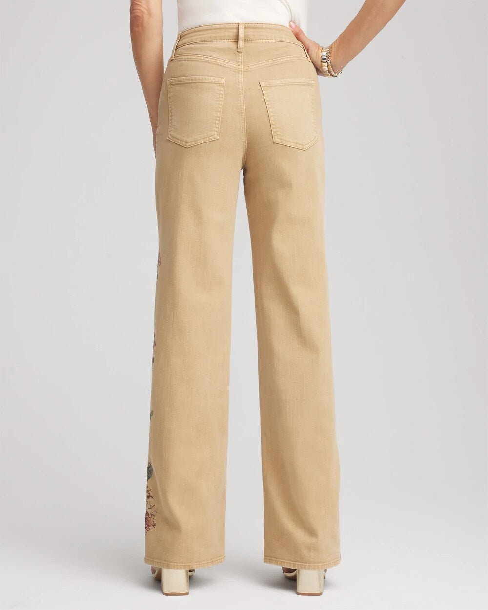 Chico's Petite Embroidered High-Rise Wide-Leg Jeans