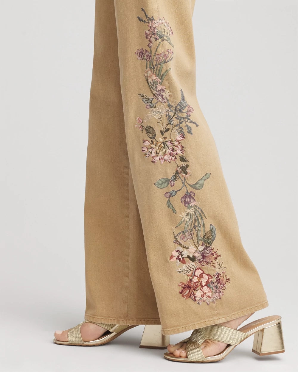 Chico's Petite Embroidered High-Rise Wide-Leg Jeans