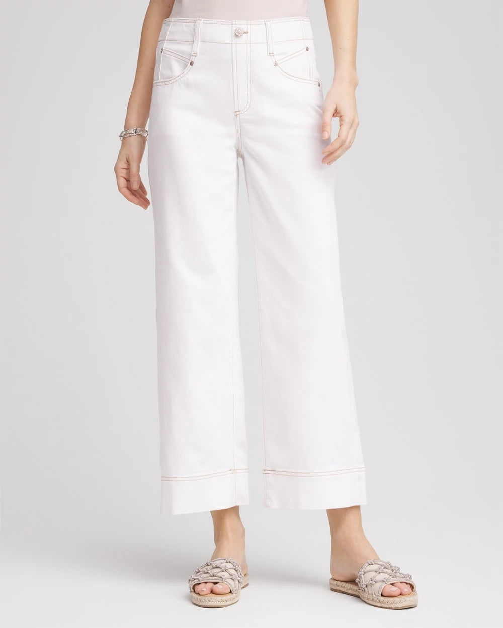 Chico's Petite No Stain Pull-On Wide Leg Cropped Jeans