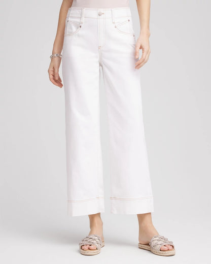 Chico's Petite No Stain Pull-On Wide Leg Cropped Jeans