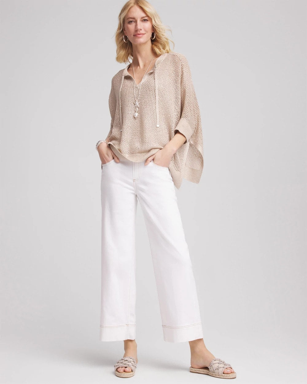 Chico's Petite No Stain Pull-On Wide Leg Cropped Jeans