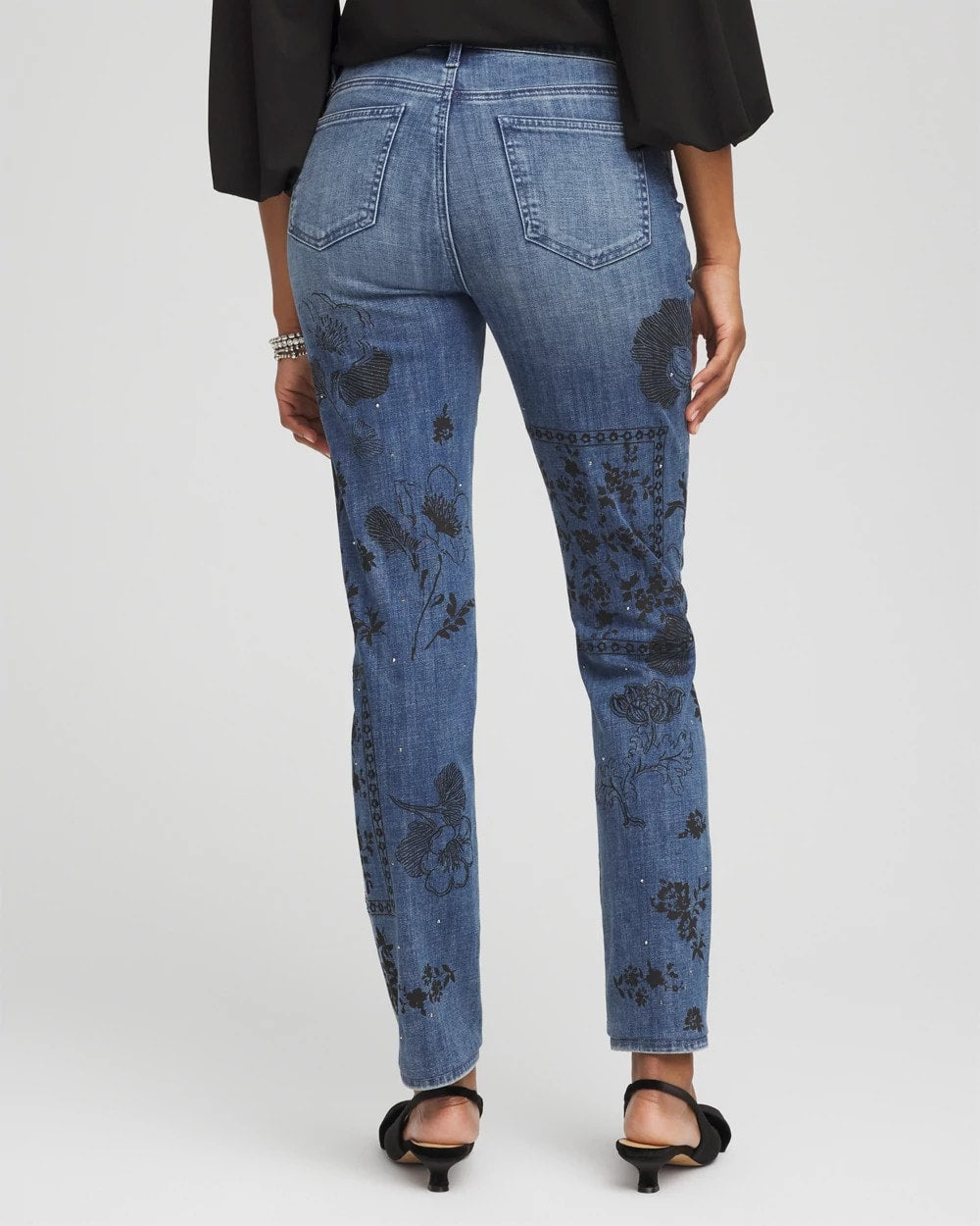Chico's Petite Mixed-Media Girlfriend Slim Ankle Jeans