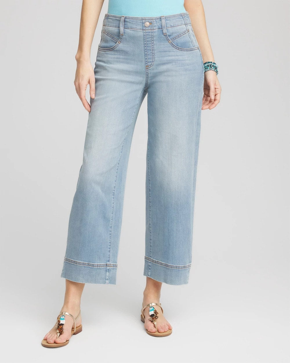 Chico's Petite Pull-On Wide Leg Cropped Jeans