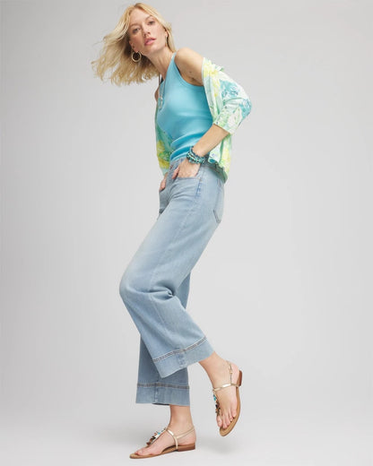 Chico's Petite Pull-On Wide Leg Cropped Jeans