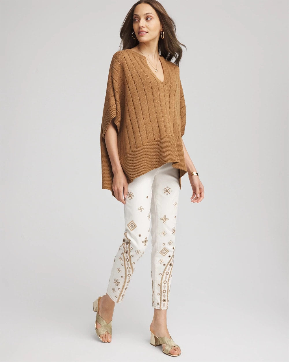 Chico's Petite Embellished Girlfriend Slim Ankle Jeans