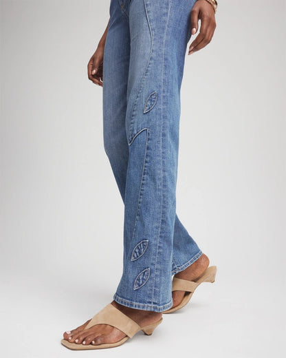 Chico's Petite Appliqué High-Rise Wide-Leg Jeans