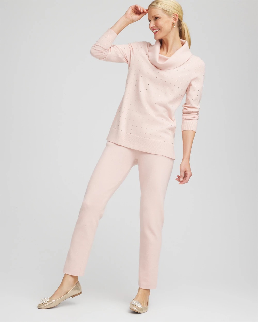 Chico's Zenergy® Luxe Diamante Cowlneck Tunic