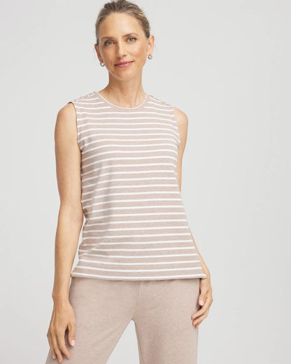 Chico's Zenergy® UPF Sleeveless Metallic-Striped Tank