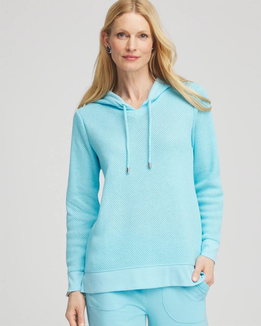 Chico's Zenergy® Crochet Knit Hooded Pullover Top