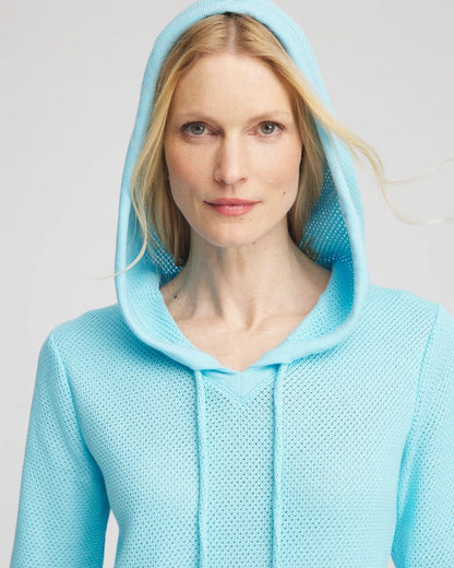Chico's Zenergy® Crochet Knit Hooded Pullover Top