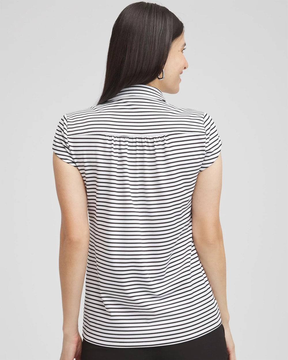 Chico's Zenergy® UPF Stripe Cap Sleeve Polo