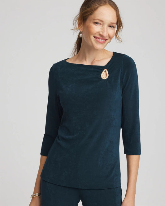 Chico's Travelers™ Asymmetrical 3/4 Sleeve Top