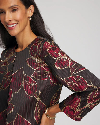 Chico's Travelers™ Collection Jacquard Foiled Floral Jacket