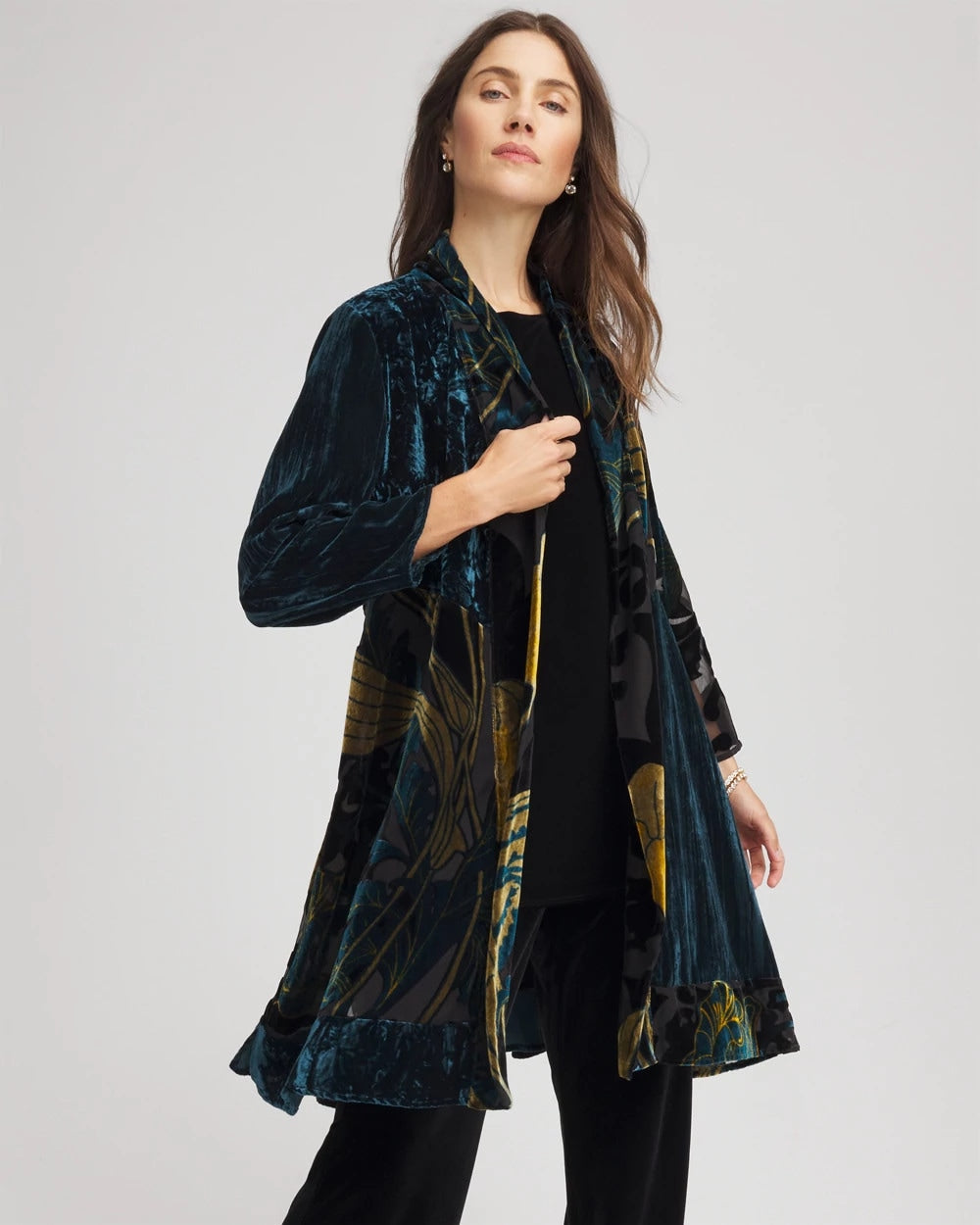 Chico's Travelers™ Collection Floral Burnout Kimono Jacket