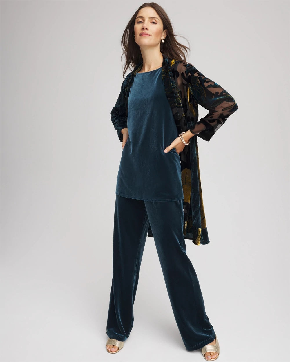Chico's Travelers™ Collection Floral Burnout Kimono Jacket