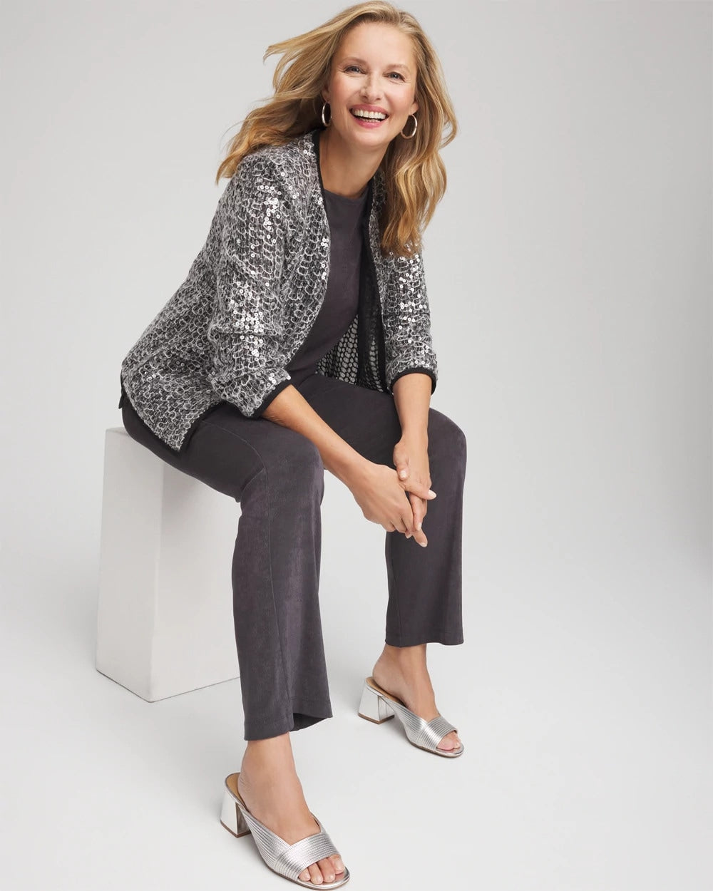 Chico's Travelers™ Collection Refined Sequins Netted Jacket