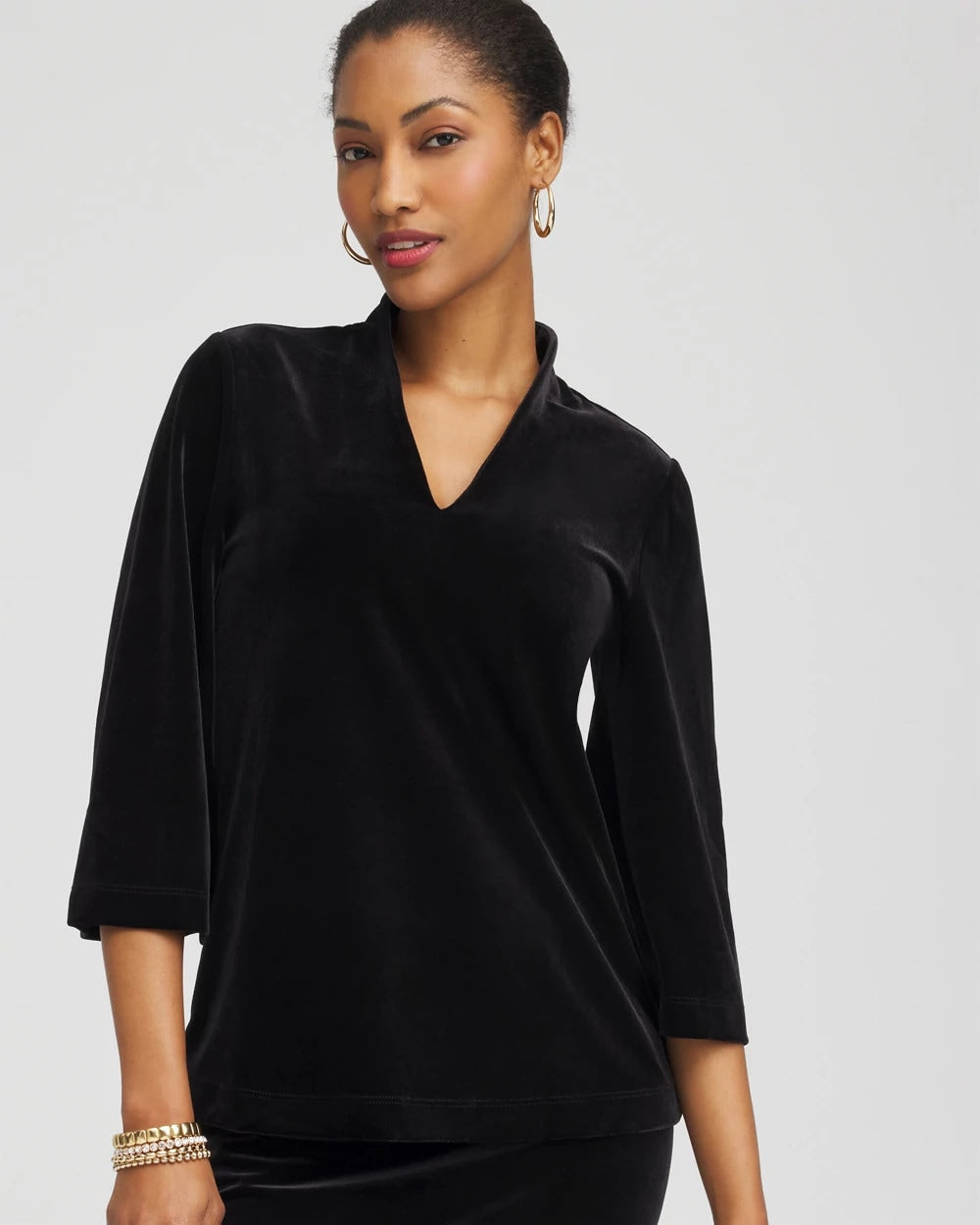 Chico's Travelers™ Velvet V-Neck Kimono Sleeve Top