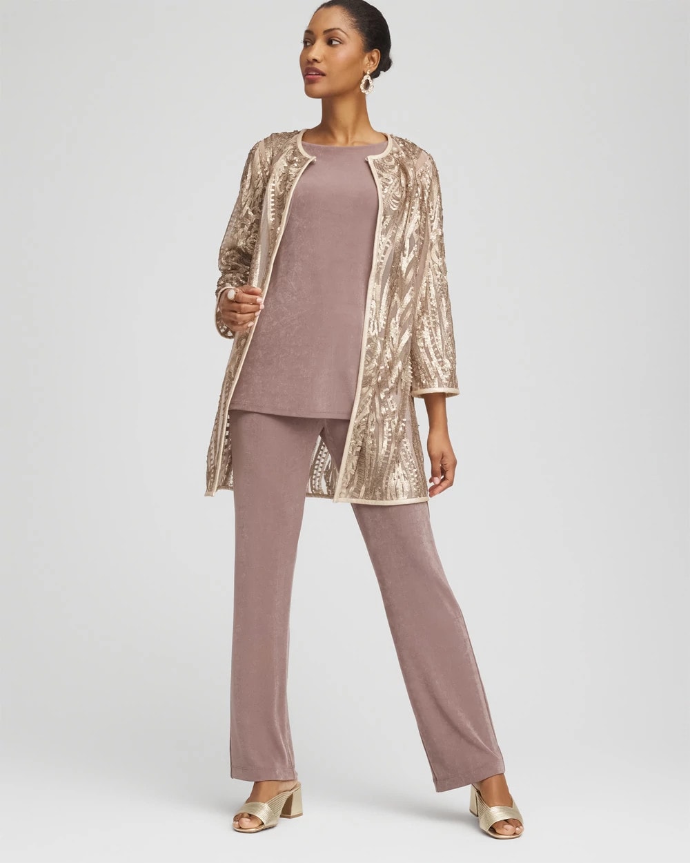 Chico's Travelers™ Collection Champagne Sequins Jacket