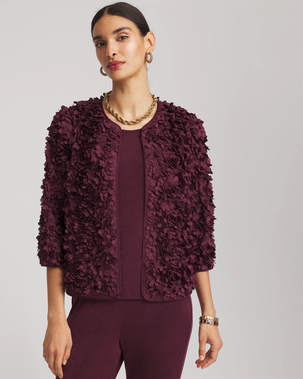 Chico's Travelers™ Collection Textured Rosette Jacket