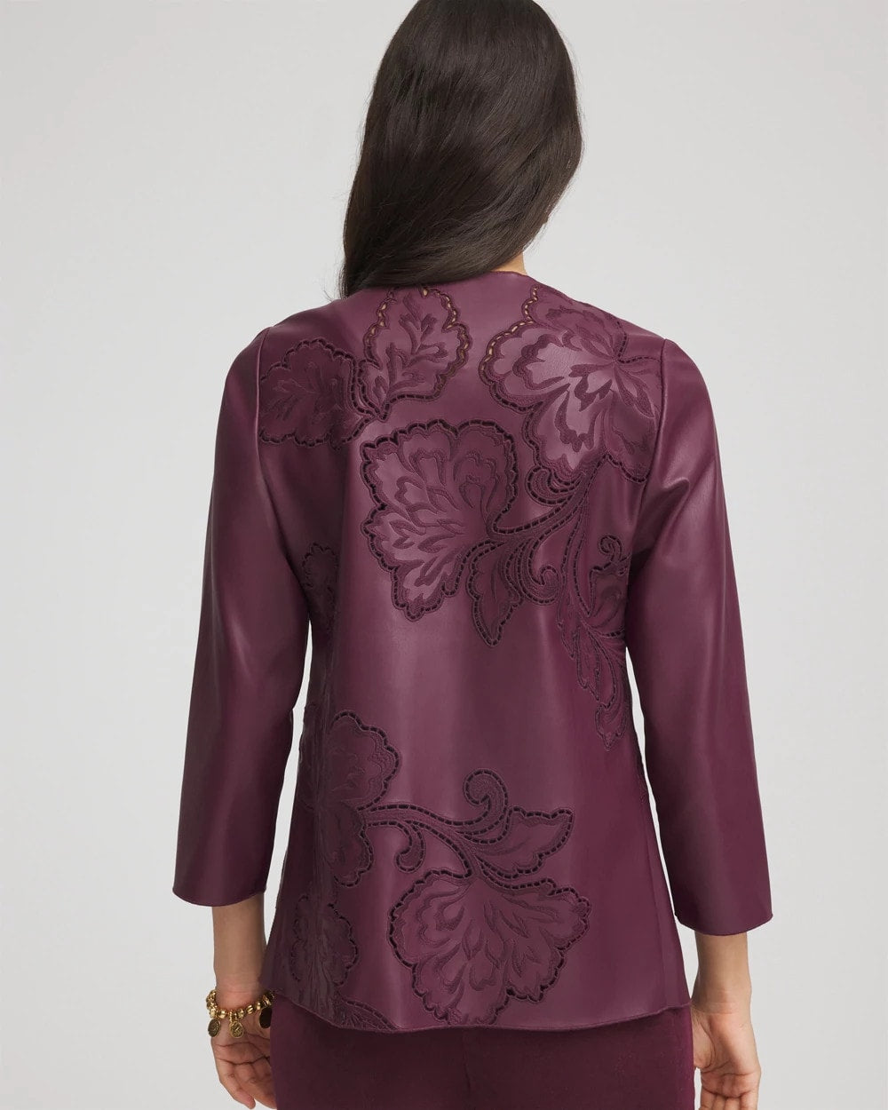 Chico's Travelers™ Collection Faux Leather Embroidered Jacket