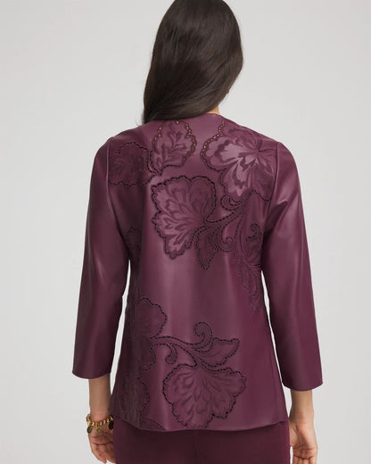 Chico's Travelers™ Collection Faux Leather Embroidered Jacket