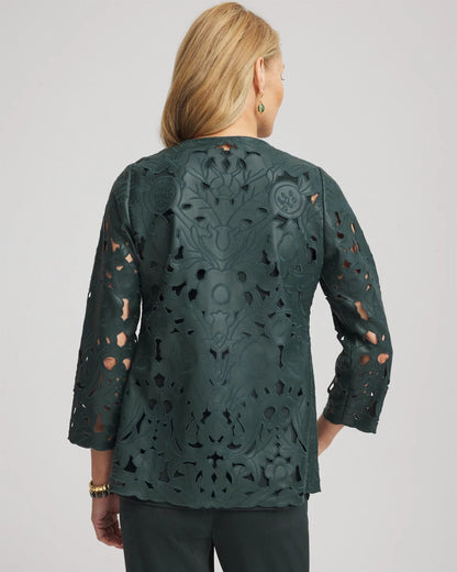 Chico's Travelers™ Collection Faux Leather Floral Jacket