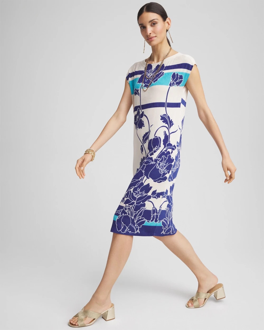 Chico's Travelers™ Wildflower Cap-Sleeved Column Dress
