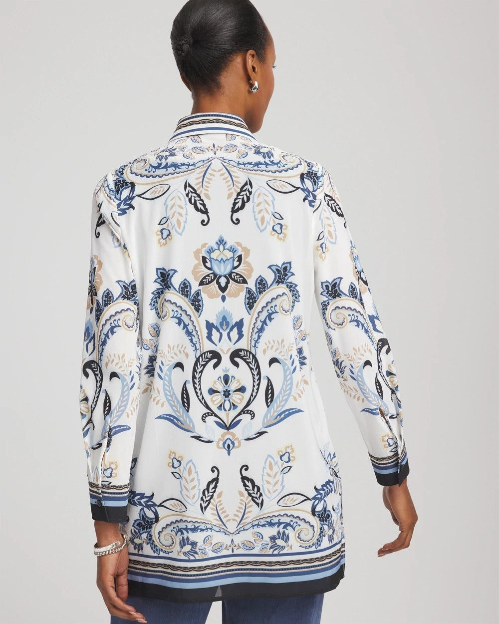 Chico's Travelers™ Collection Paisley Mesh Shirt Jacket