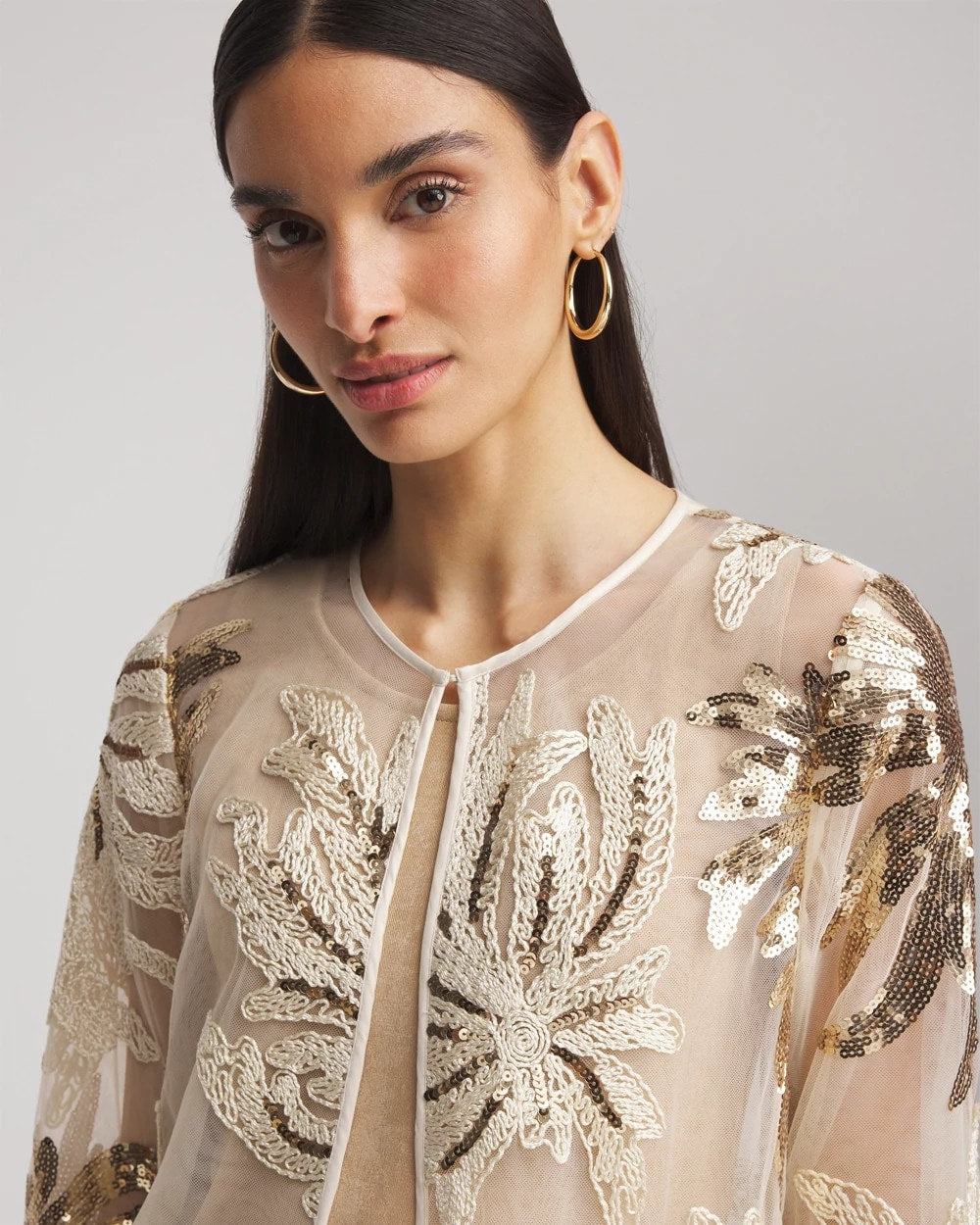 Chico's Travelers™ Collection Sequin-Mesh Jacket