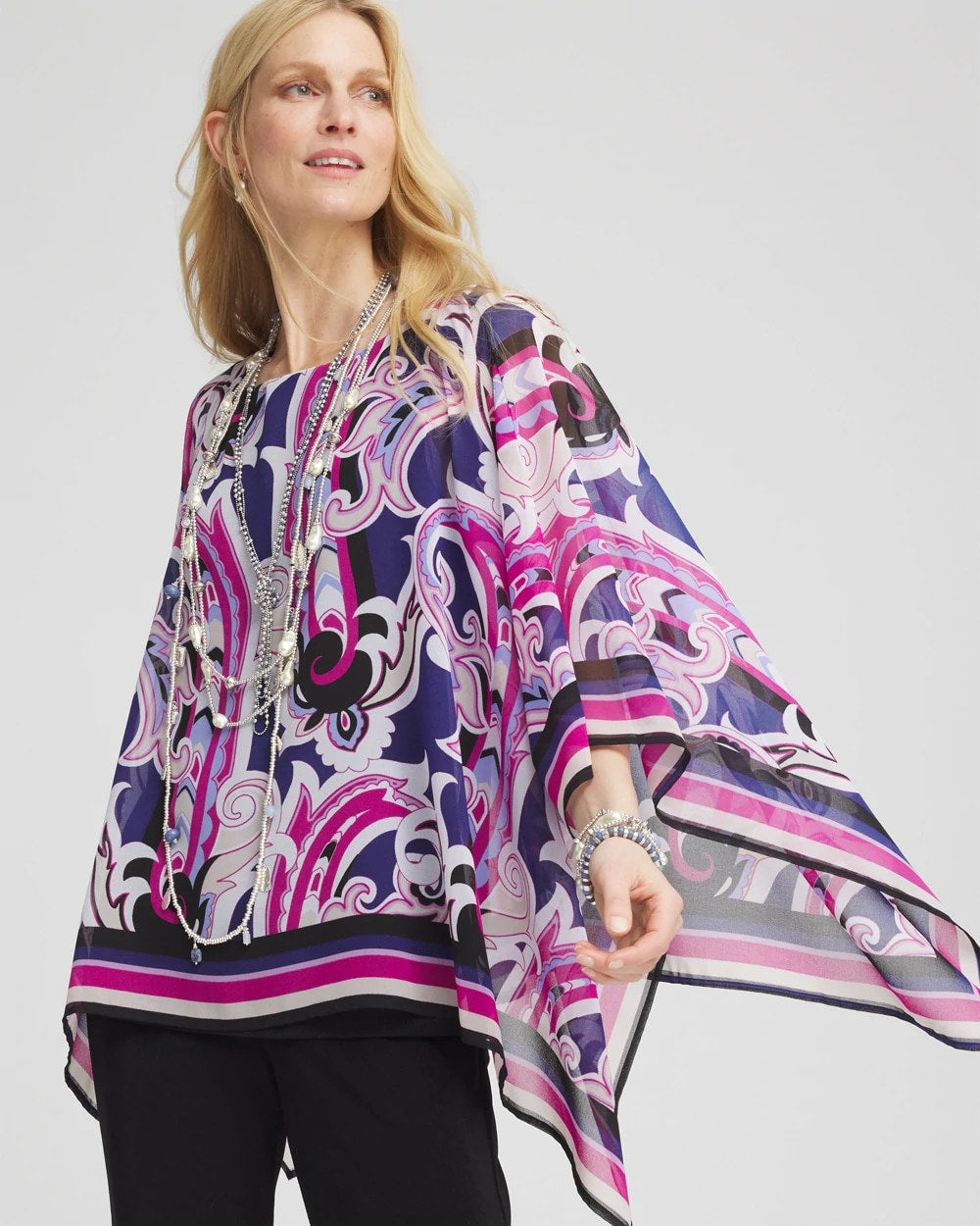Chico's Travelers™ Paisley Chiffon Layered Top