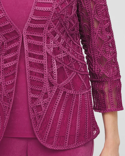 Chico's Travelers™ Collection Embroidered Lace Cutwork Jacket