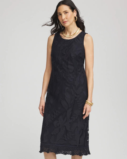 Chico's Travelers™ Mesh Appliqué Midi Dress