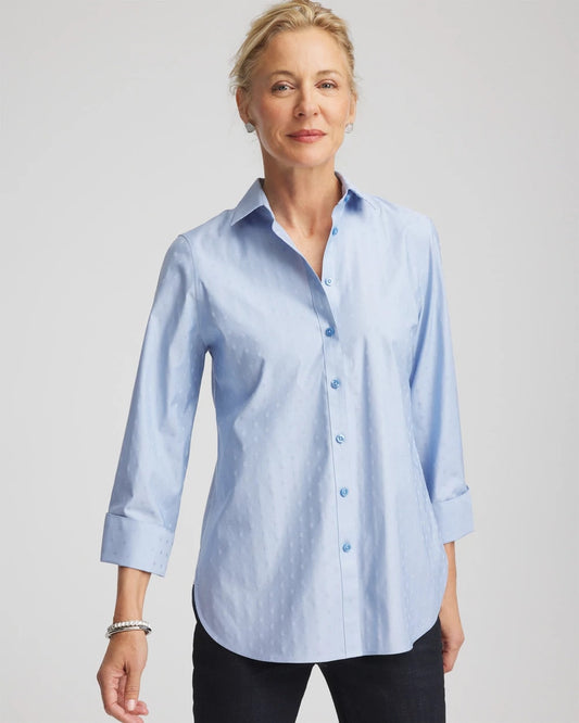 Chico's No Iron™ Striped Jacquard Sateen Shirt