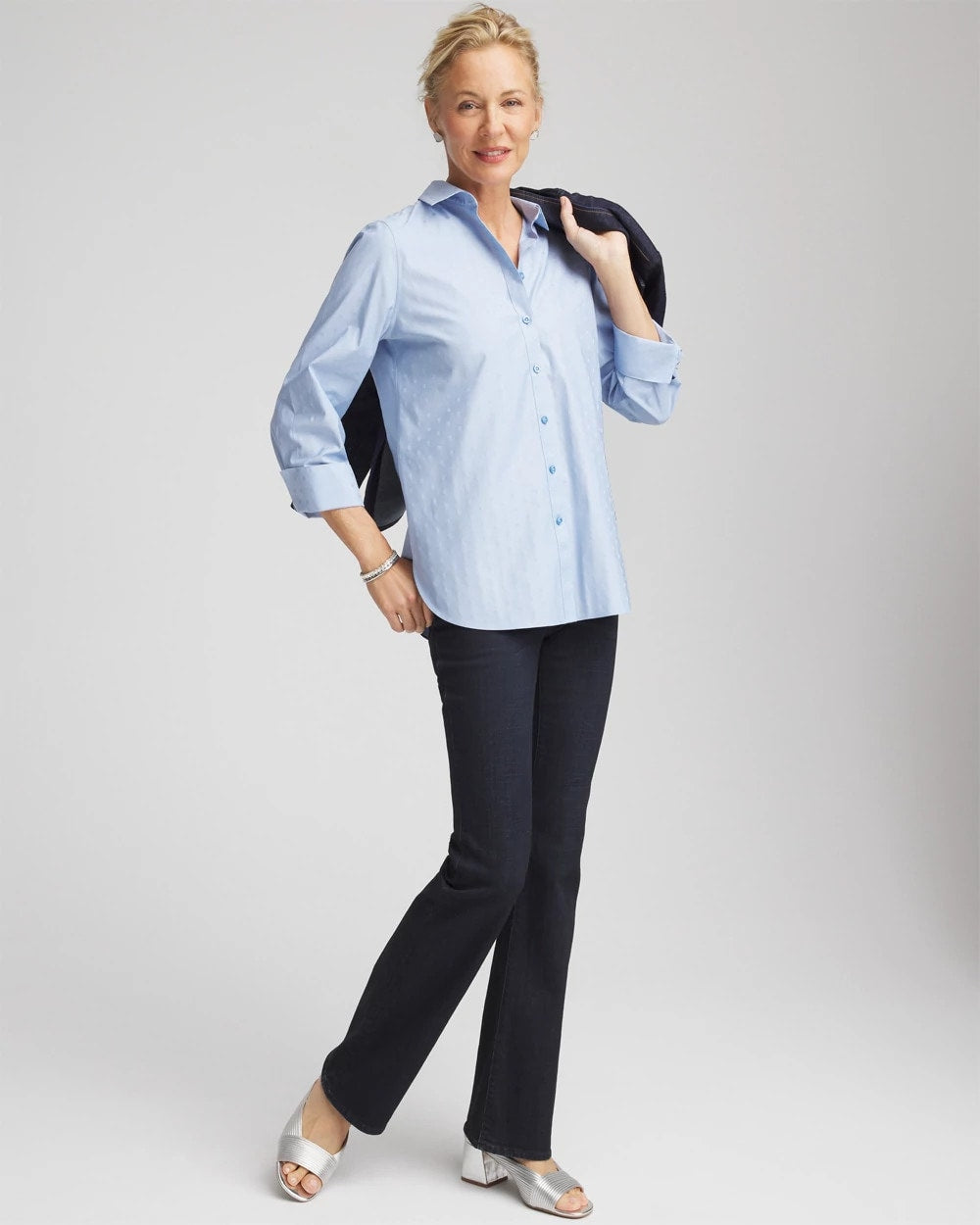 Chico's No Iron™ Striped Jacquard Sateen Shirt