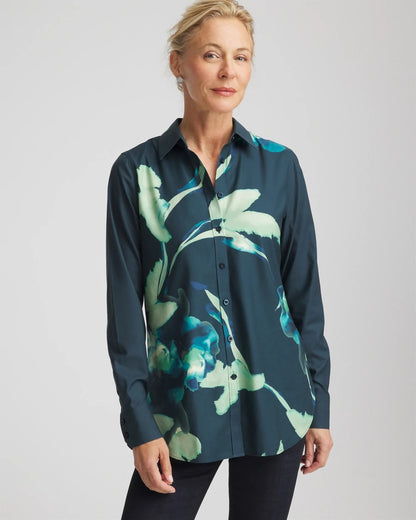 Chico's No Iron™ Glacial Flora Sateen Shirt