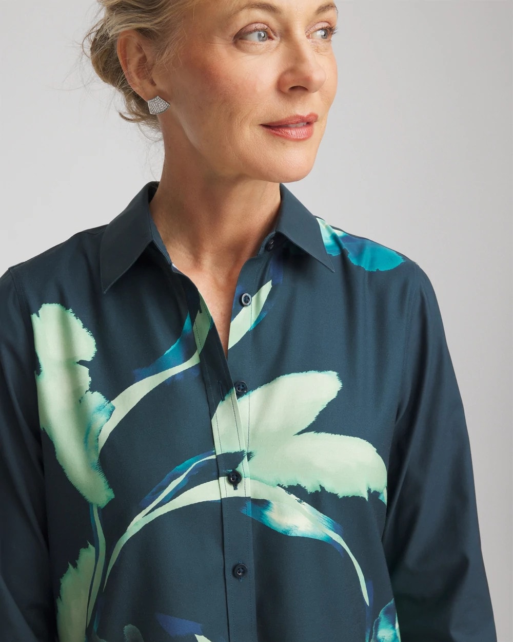Chico's No Iron™ Glacial Flora Sateen Shirt