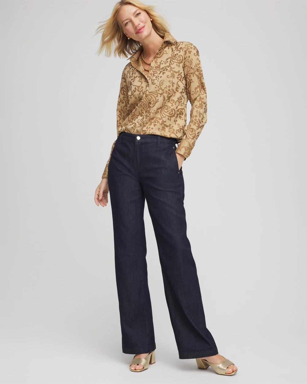 Chico's No Iron™ Jacquard Scrolls  Shirt