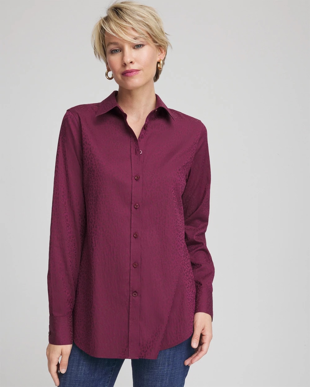 Chico's No Iron™ Jacquard Chianti Animal-Motif Shirt