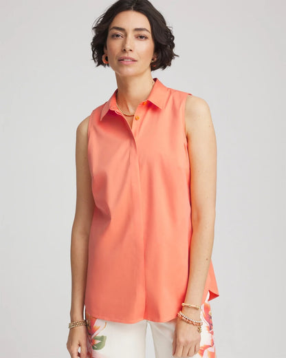 Chico's No Iron™ Sleeveless Sateen-Stretch Shirt