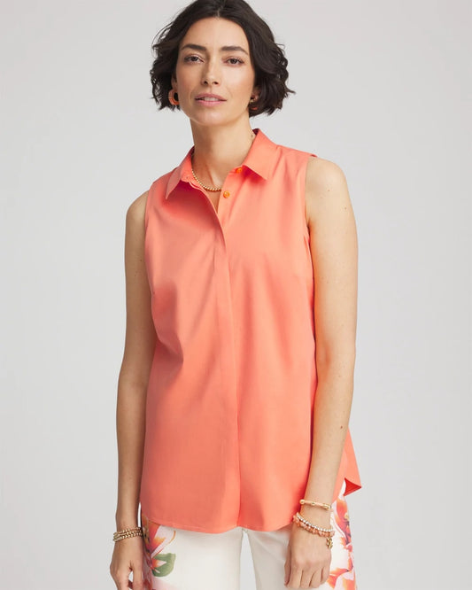 Chico's No Iron™ Sleeveless Sateen-Stretch Shirt