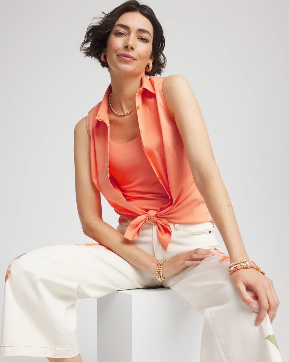 Chico's No Iron™ Sleeveless Sateen-Stretch Shirt