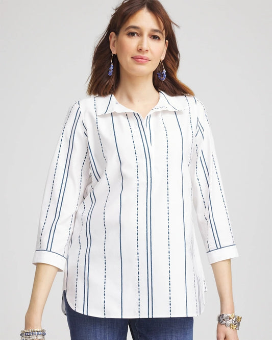 Chico's No Iron™ Striped Buttonback Stretch Tunic