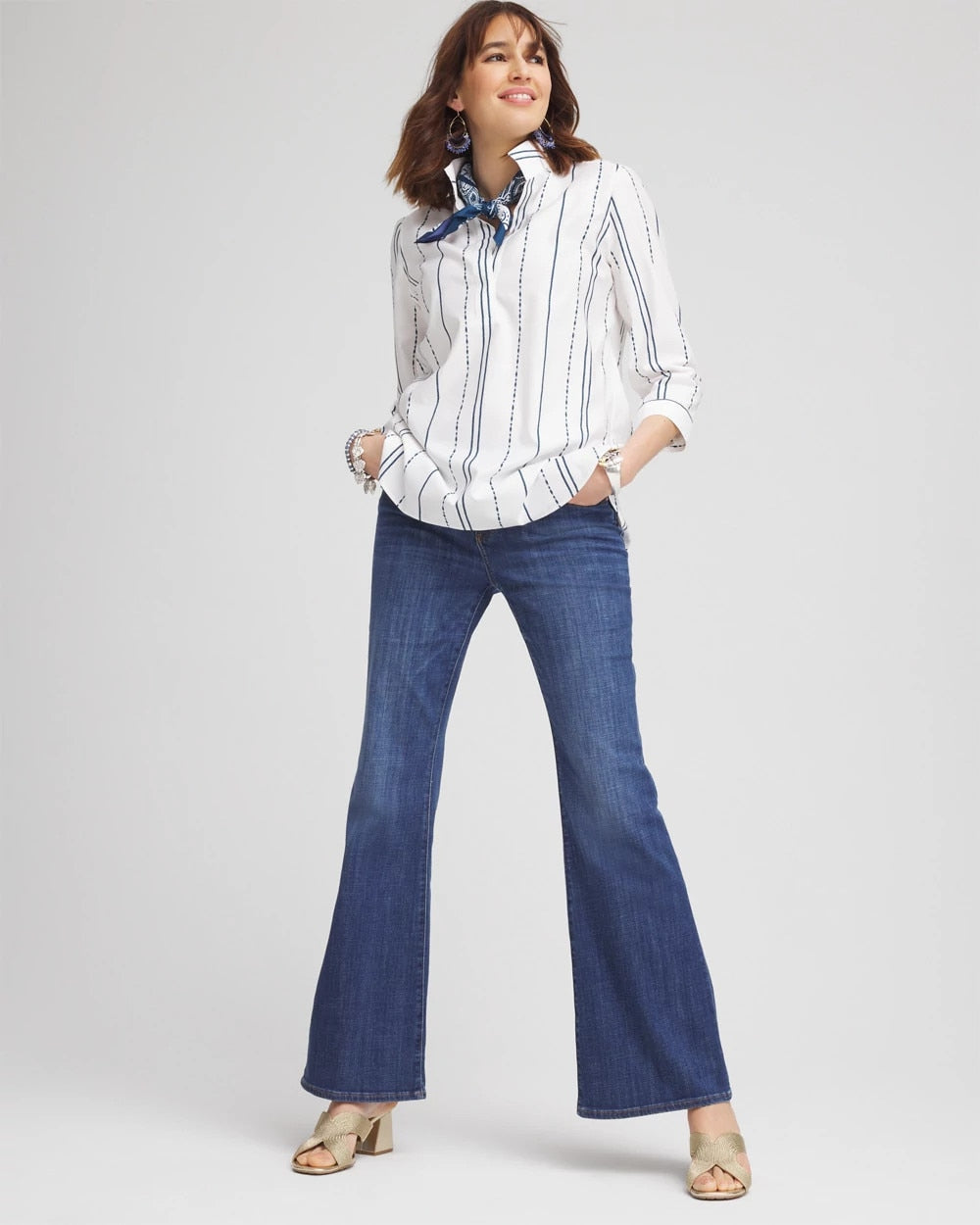 Chico's No Iron™ Striped Buttonback Stretch Tunic